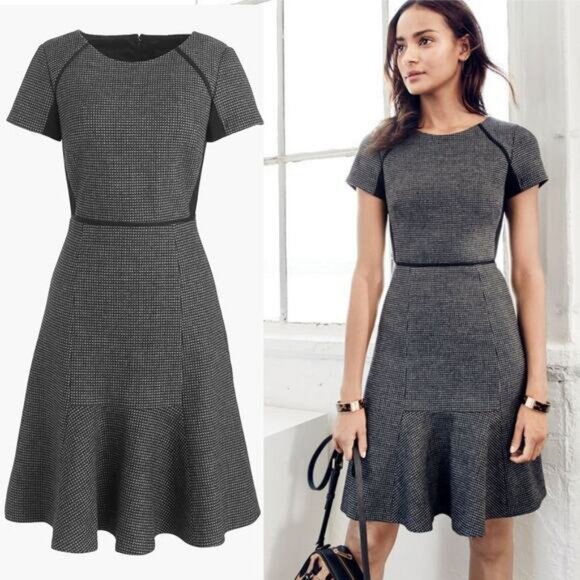 J.CREW Checkered Wool Blend Flutter Dress Women's Size 12 - Picture 1 of 8